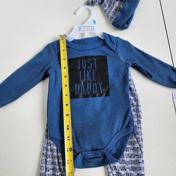 NWT JUST LIKE DADDY Duck Goose Baby Boys 3-Pack Bodysuit Pants Hat Blue 3-6 Mos - Picture 4 of 10